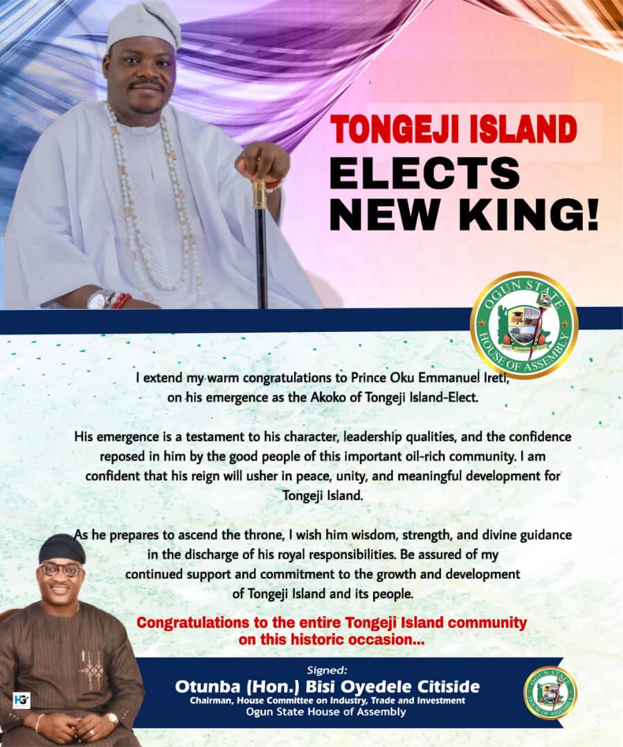 OTUNBA BISI OYEDELE CONGRATS TONGEJI ISLAND NEW KING.
